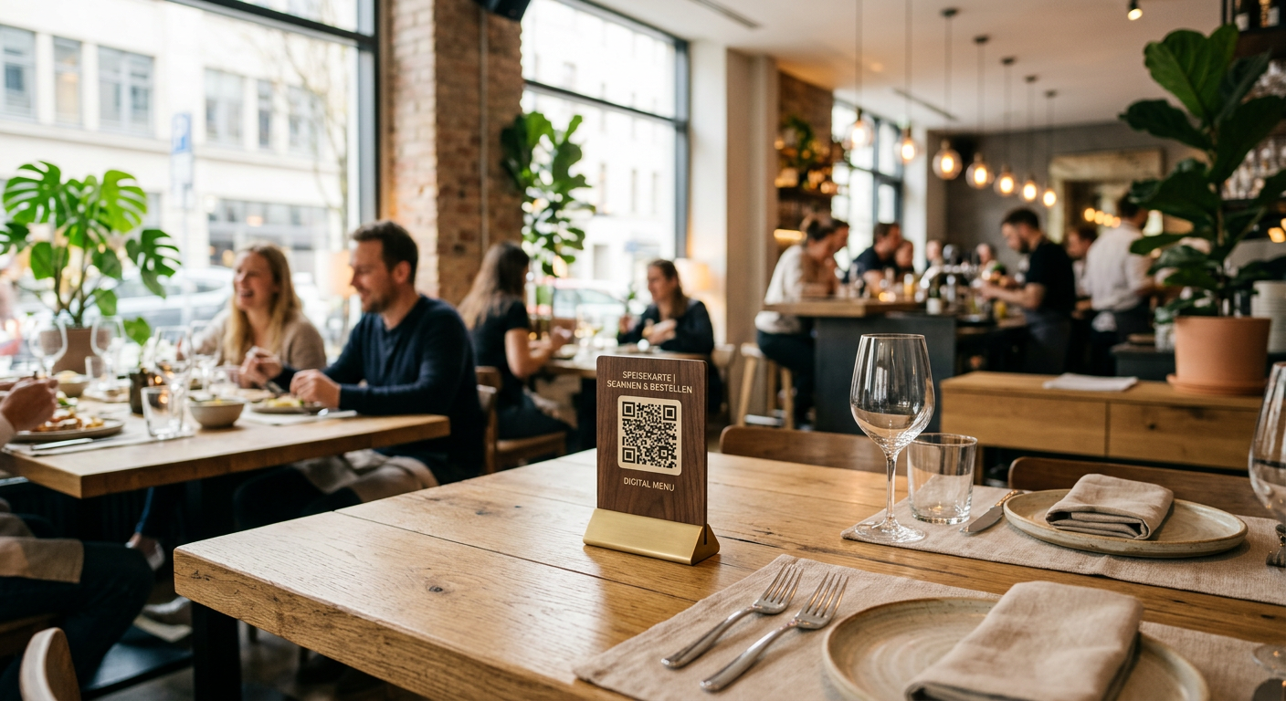QR-Code Speisekarte am Restauranttisch